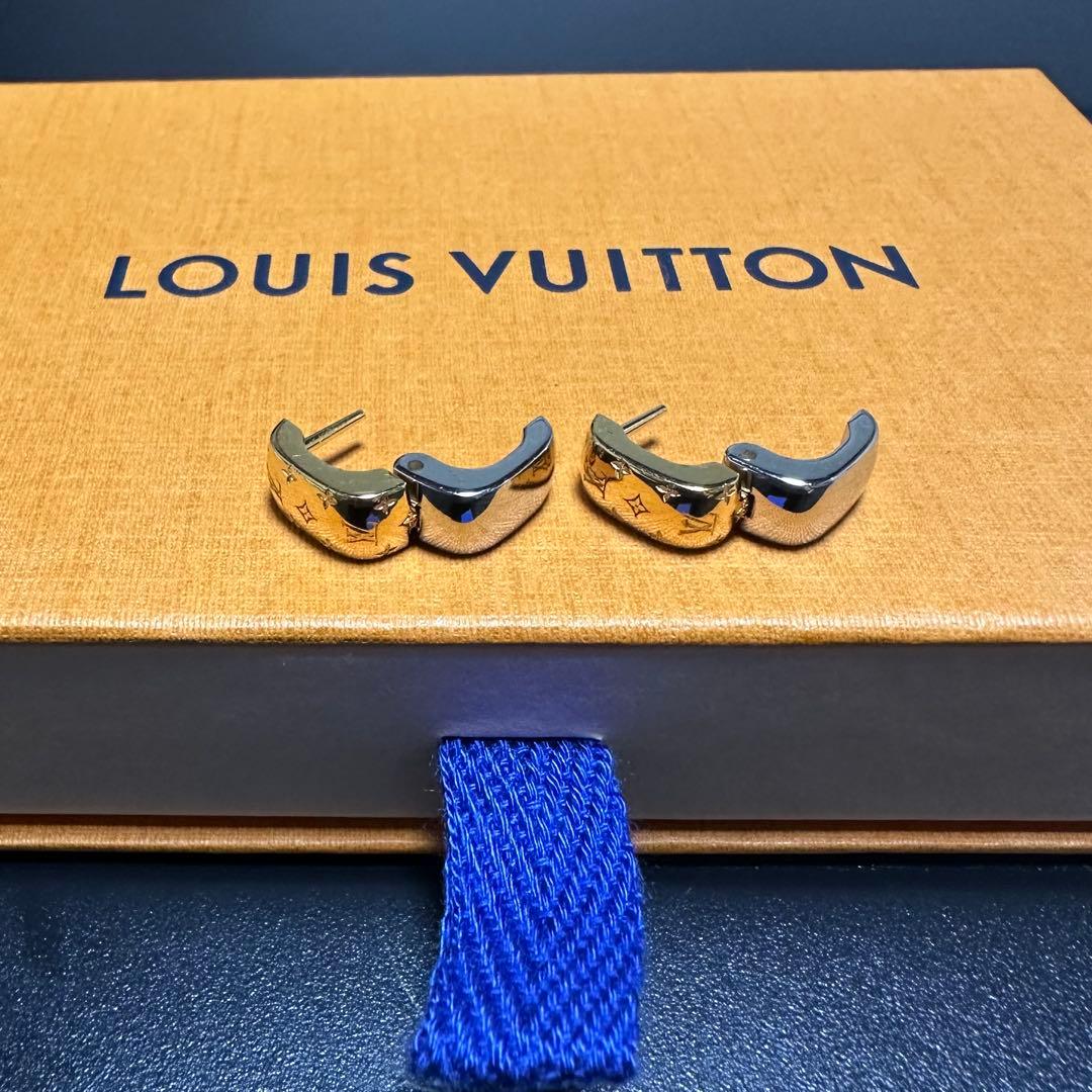 LOUIS VUITTON フープピアス ブックレドレイユ ナノグラム 箱あり
