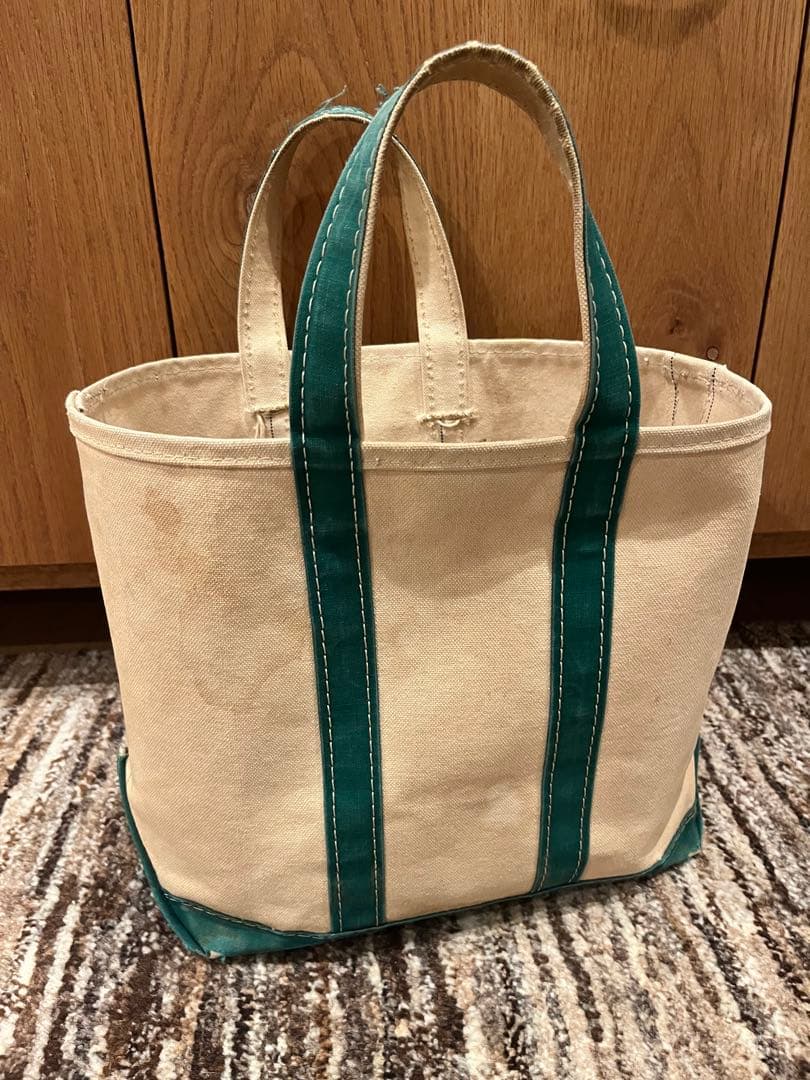 L.L.BEANトートバッグ　80s 生成り×グリーン