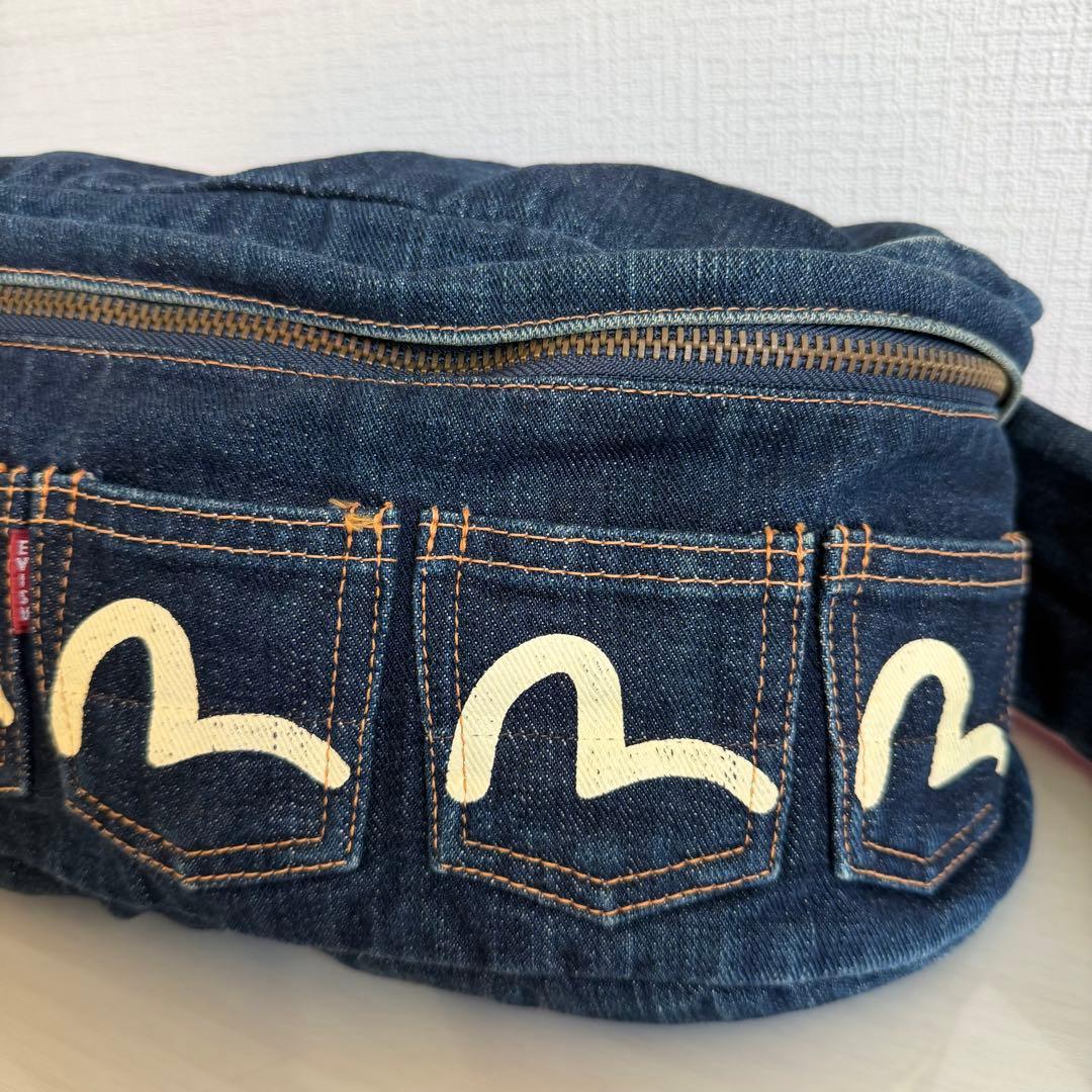 エヴィス　ウエストポーチ　ボディバッグ　デニム　インディゴ　5連カモメ