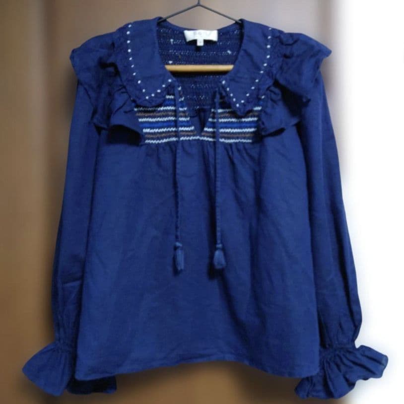 SEA NEW YORK スモッキング 刺繍 フリル レース ブラウス