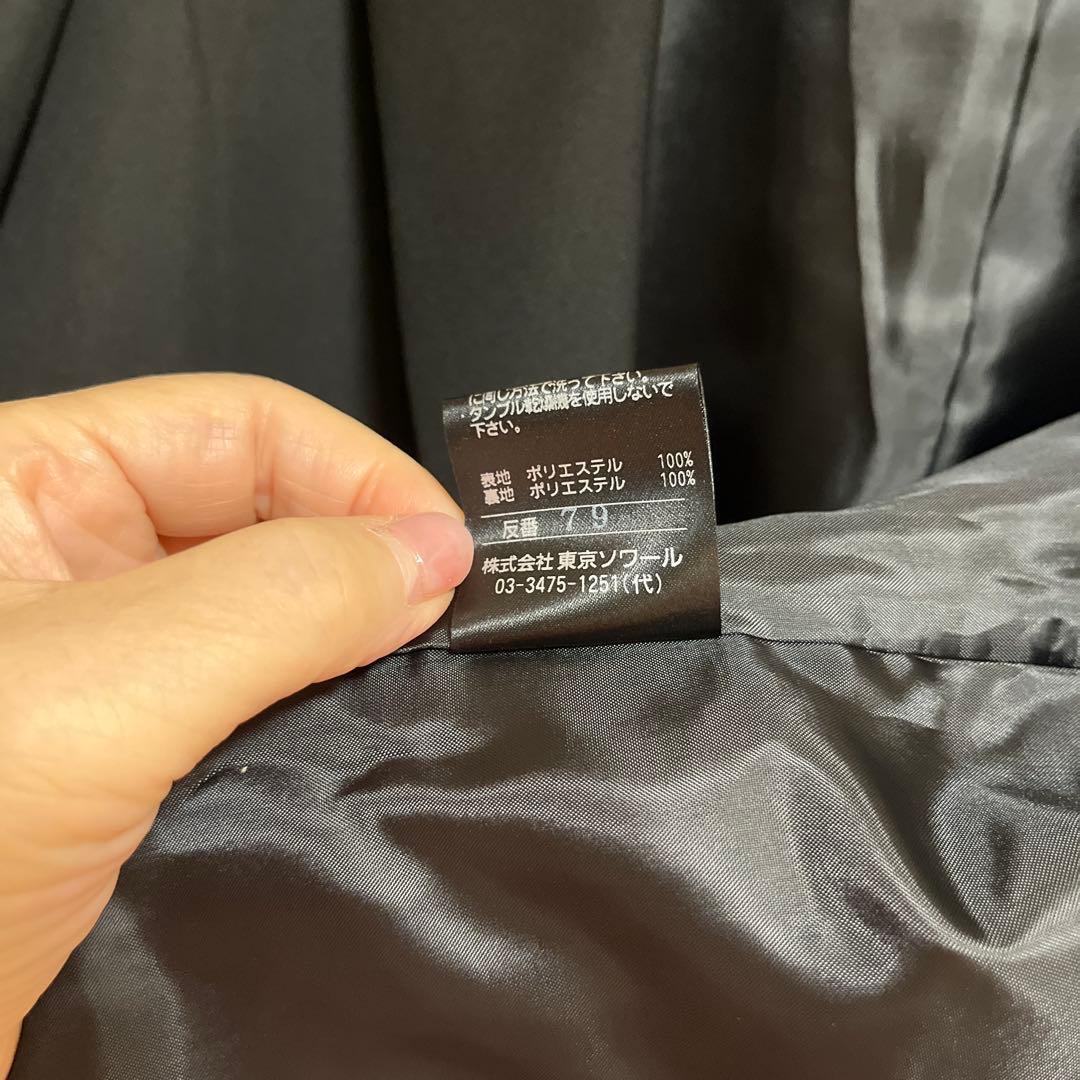 本日迄美品　東京ソワールパンツスーツセットアップ　11号ブラック　フォーマル漆黒