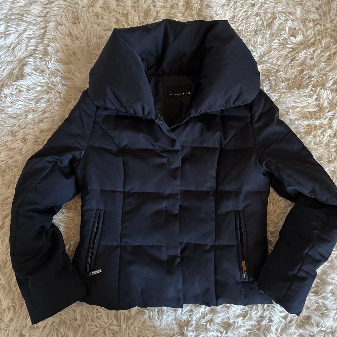 【美品】M-PREMIER ダウンジャケット ネイビー レディース　36サイズ