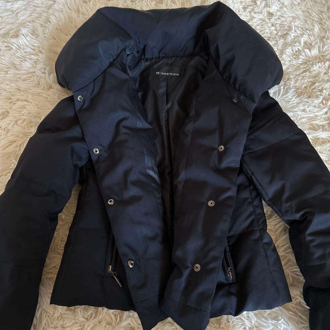 【美品】M-PREMIER ダウンジャケット ネイビー レディース　36サイズ