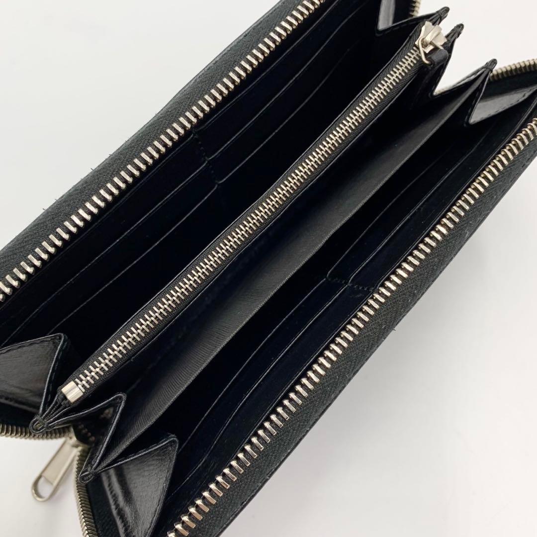 美品 GUCCI グッチ サイフ 財布 GGスプリーム ラウンドジップ 黒