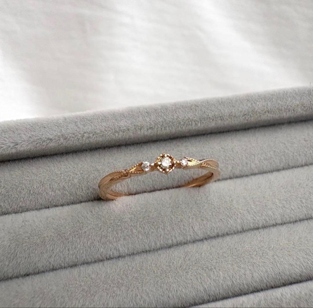 agete アガット リング 指輪 ダイヤ K10 内径16mm