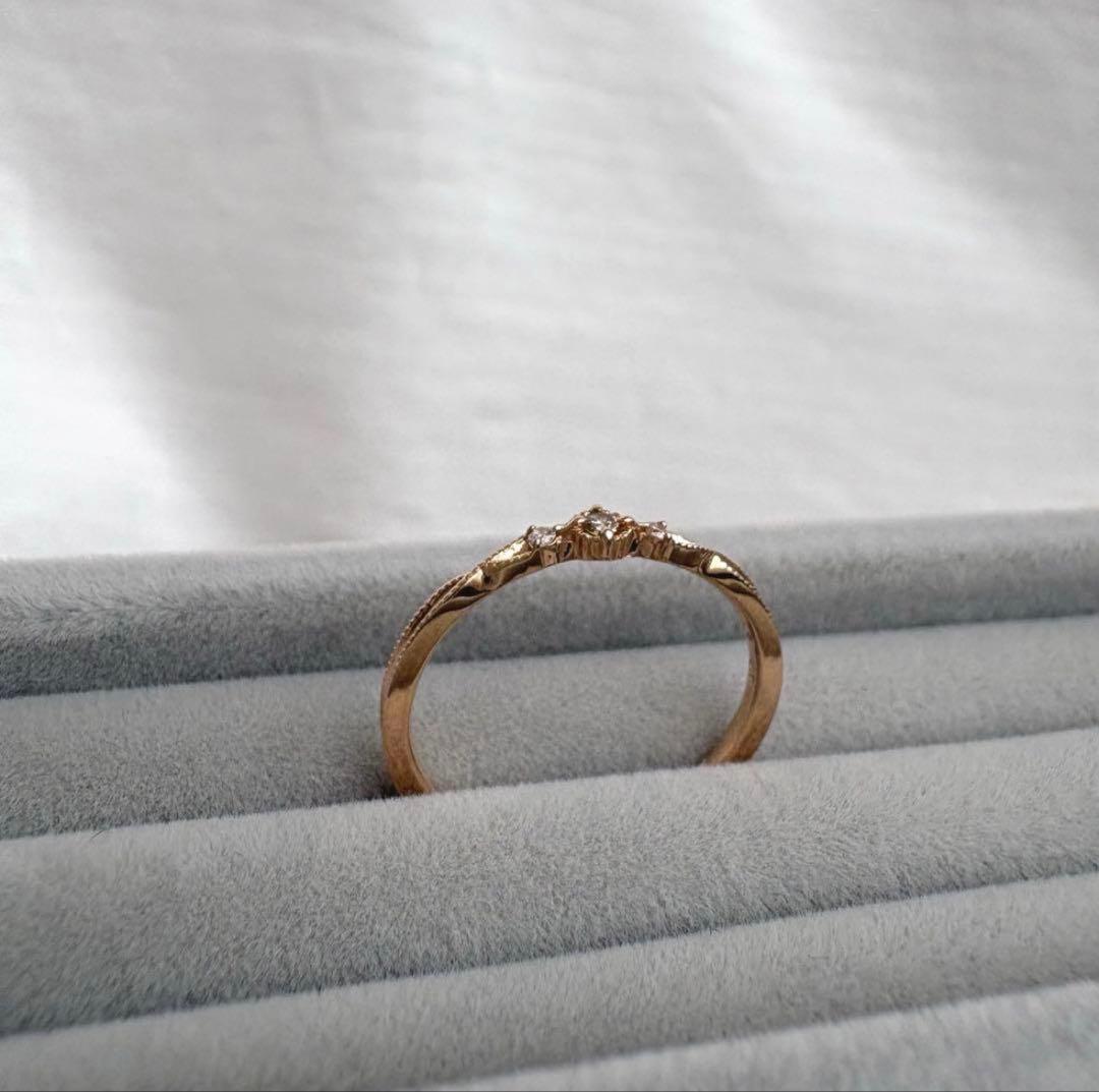 agete アガット リング 指輪 ダイヤ K10 内径16mm