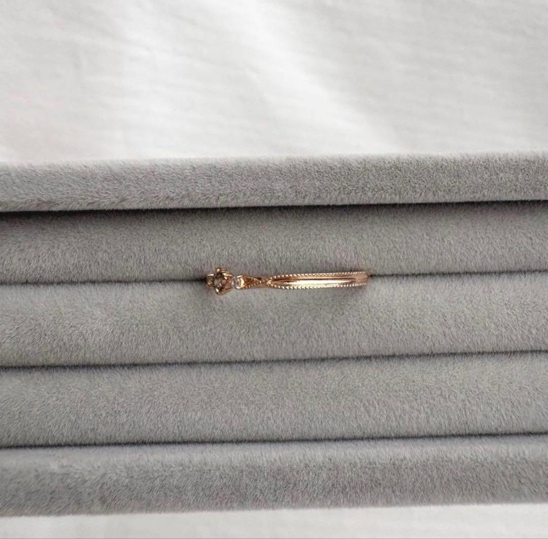 agete アガット リング 指輪 ダイヤ K10 内径16mm