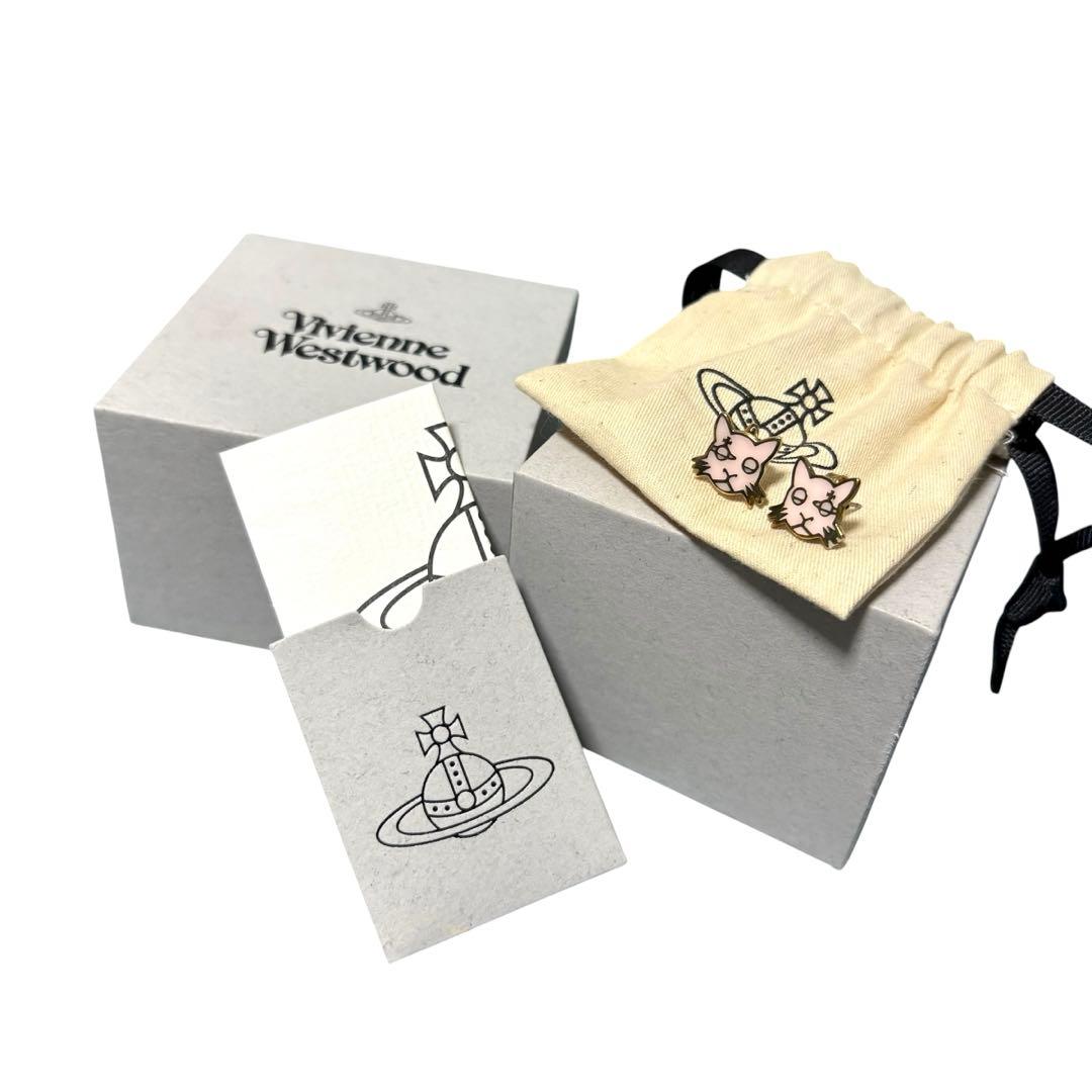 激レア　Vivienne Westwood ピンク　猫デザイン ピアス