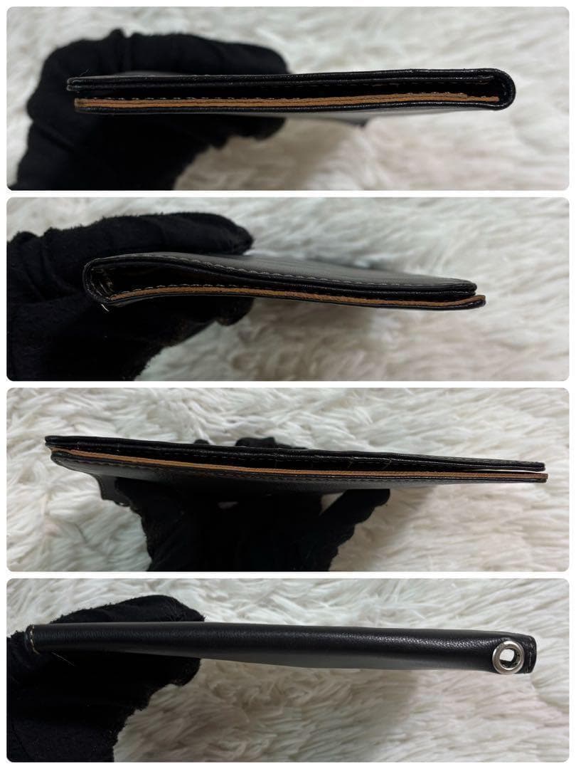 希少/未使用級✨RRL 長財布 手帳型 ゴールドロゴ 刻印 レザー×スエード 黒