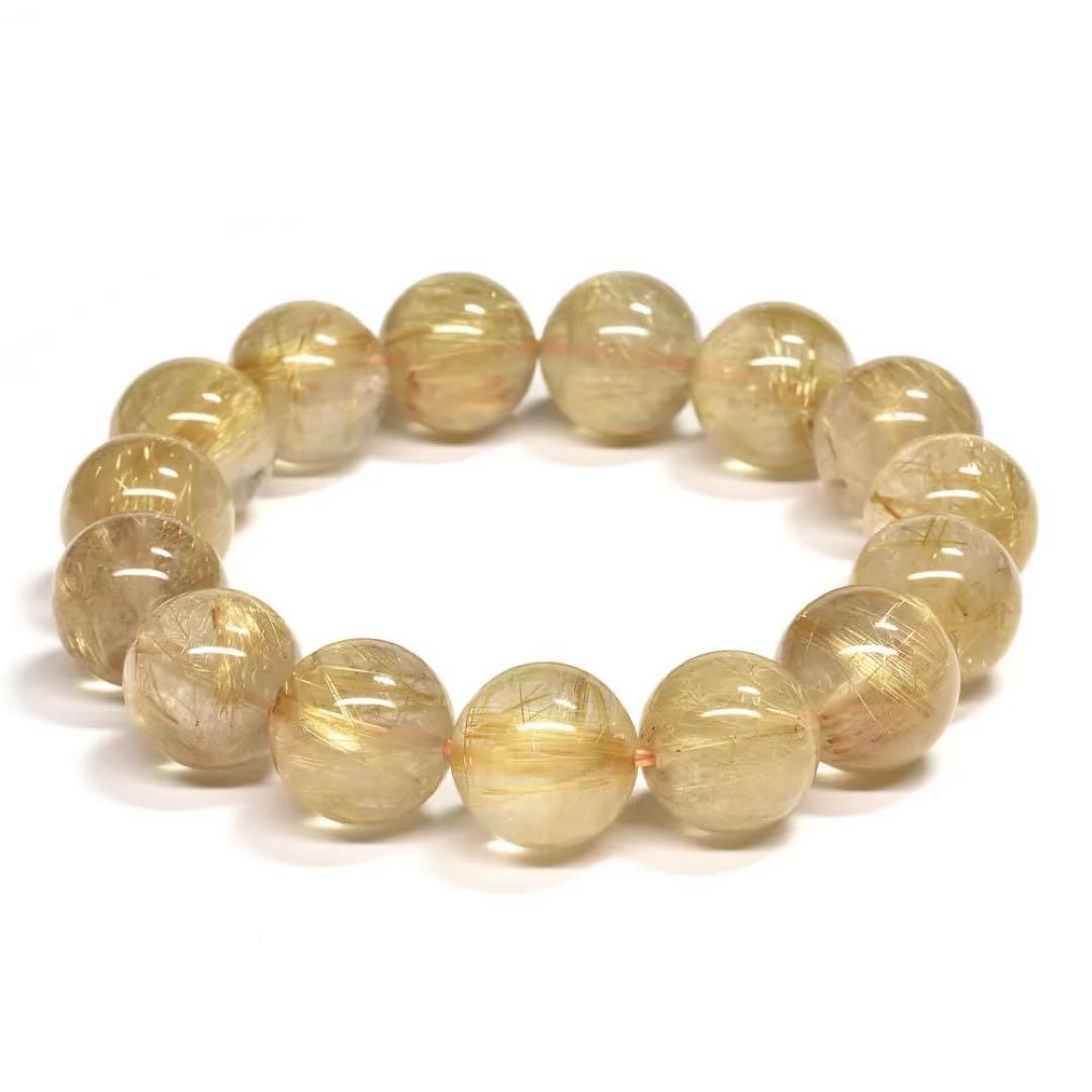 【今日だけ値下】14mm ルチルクォーツ ブレスレット