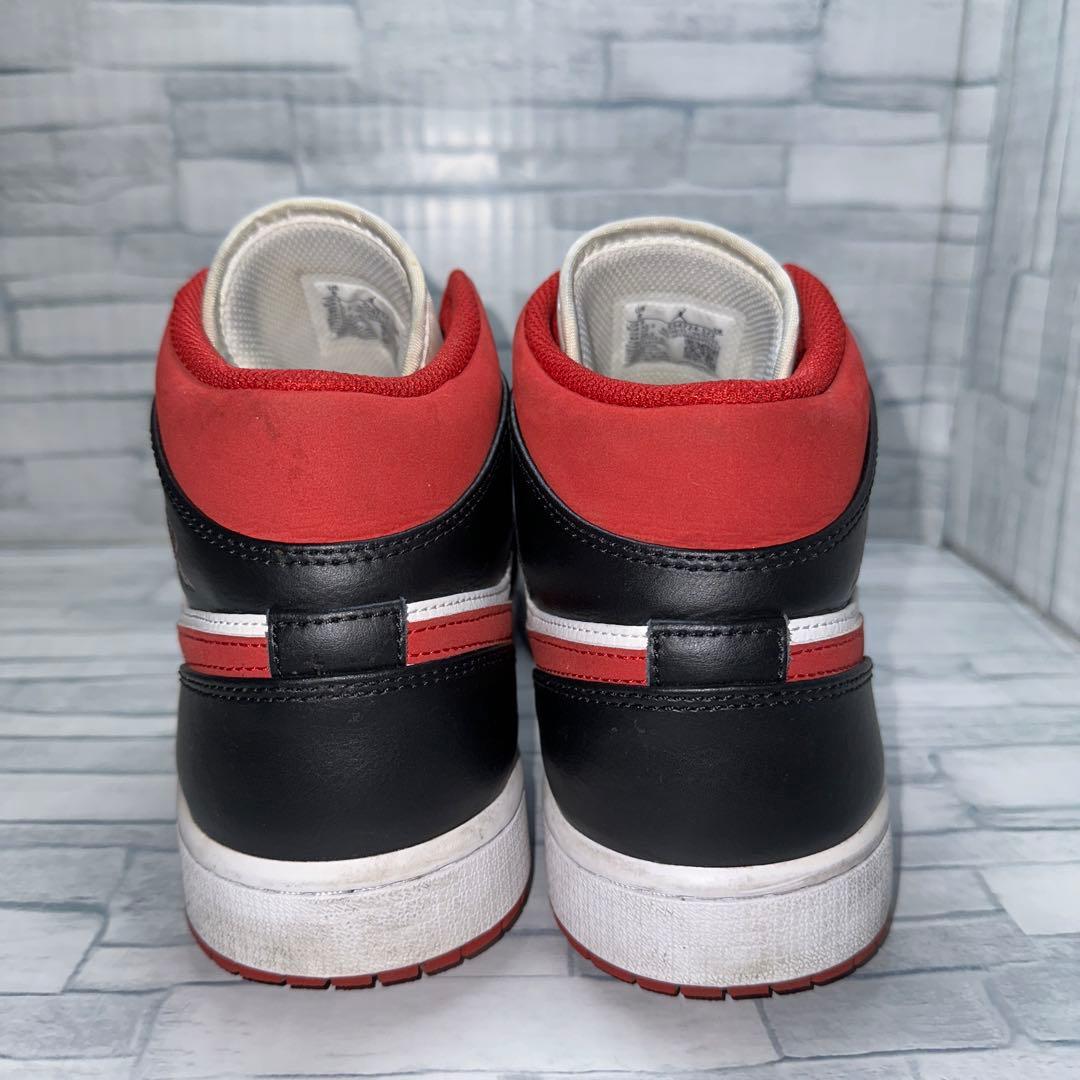 【美品】⭐️ナイキエアジョーダン1 ミッド ホワイト ブラック ジムレッド GS