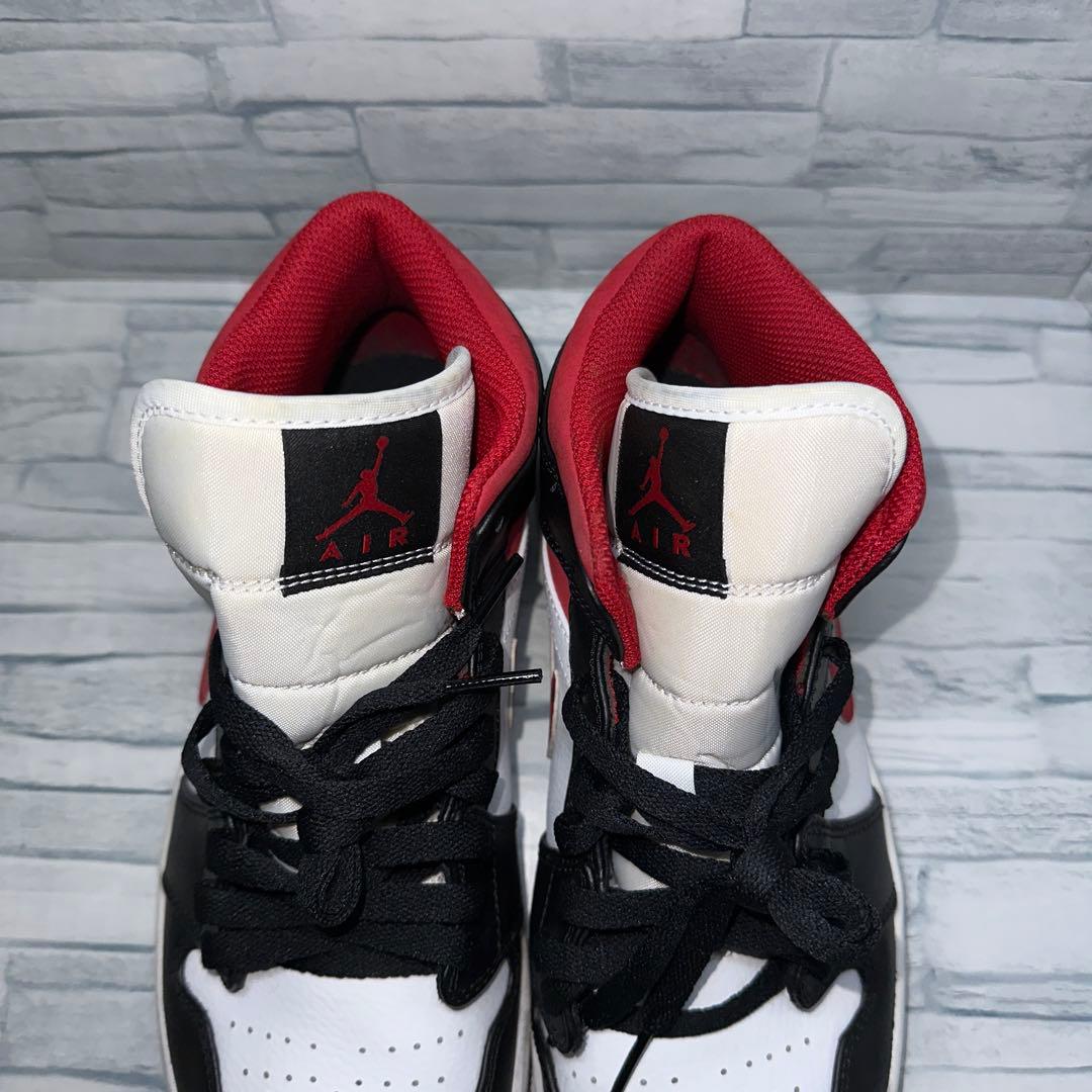 【美品】⭐️ナイキエアジョーダン1 ミッド ホワイト ブラック ジムレッド GS