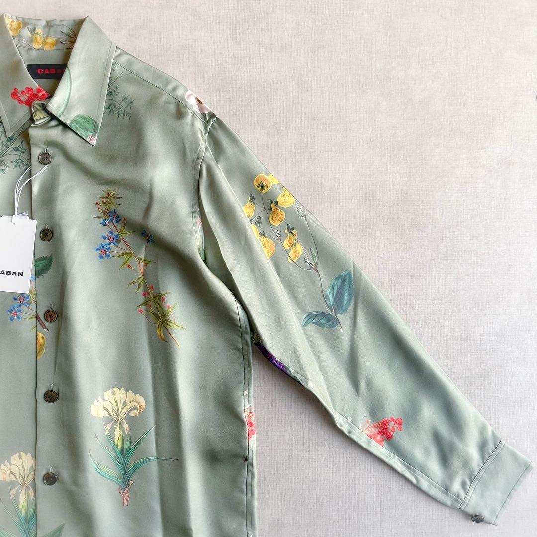 新品▲CABaNキャバン//BLOOMIN ART シルク100%ツイルシャツ