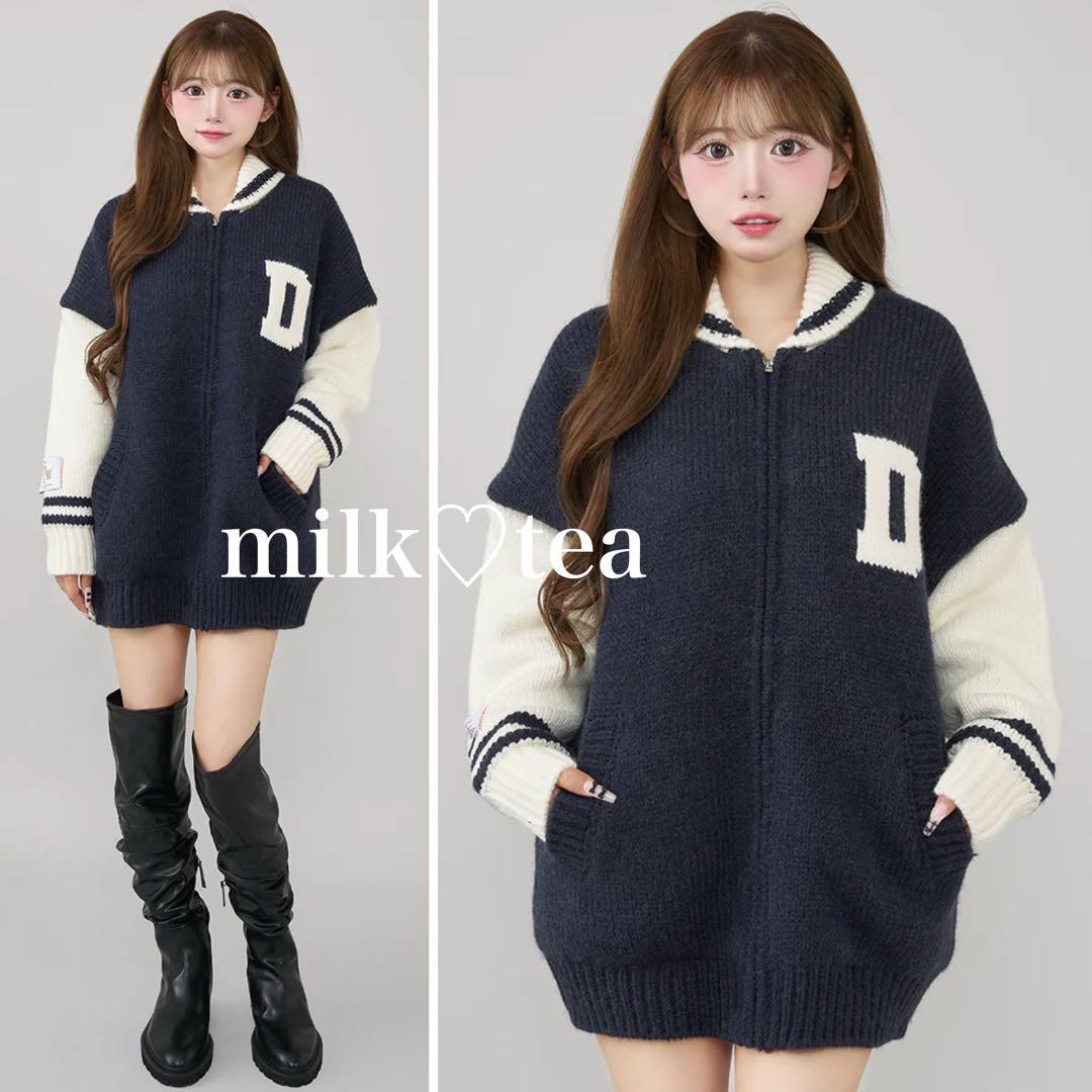 新品タグ付き ダーリッチ THE Social CLUBニットブルゾン ネイビー