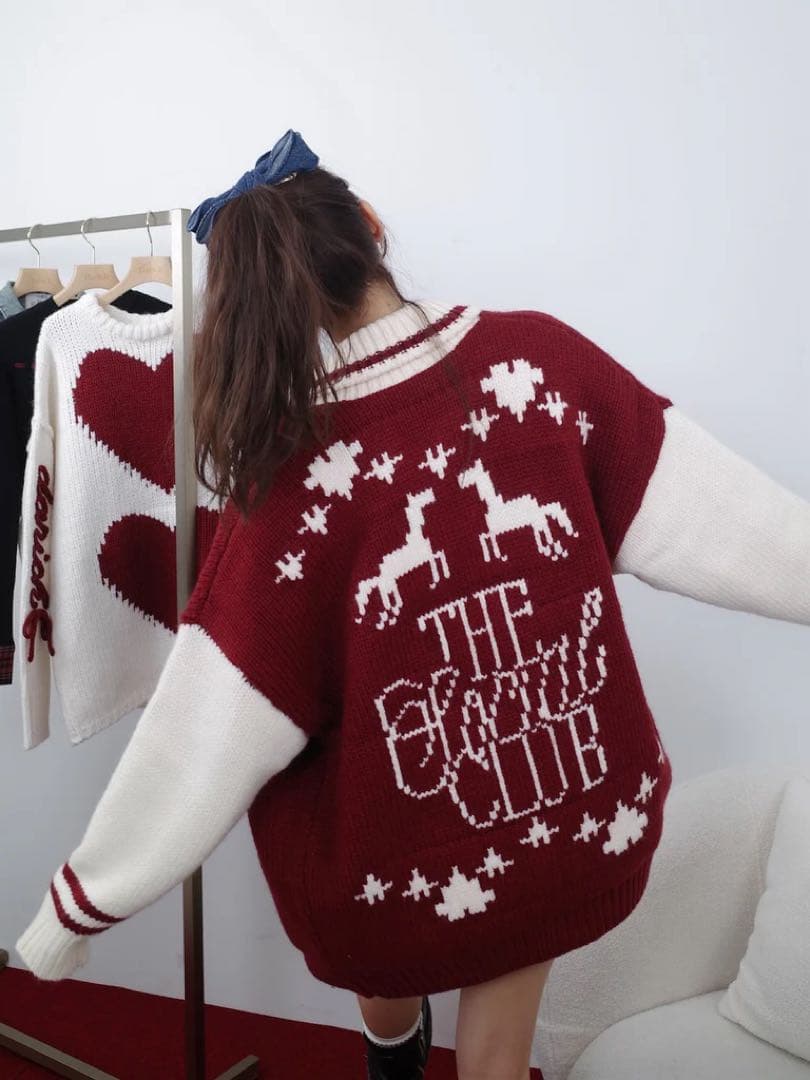 新品タグ付き ダーリッチ THE Social CLUBニットブルゾン ネイビー