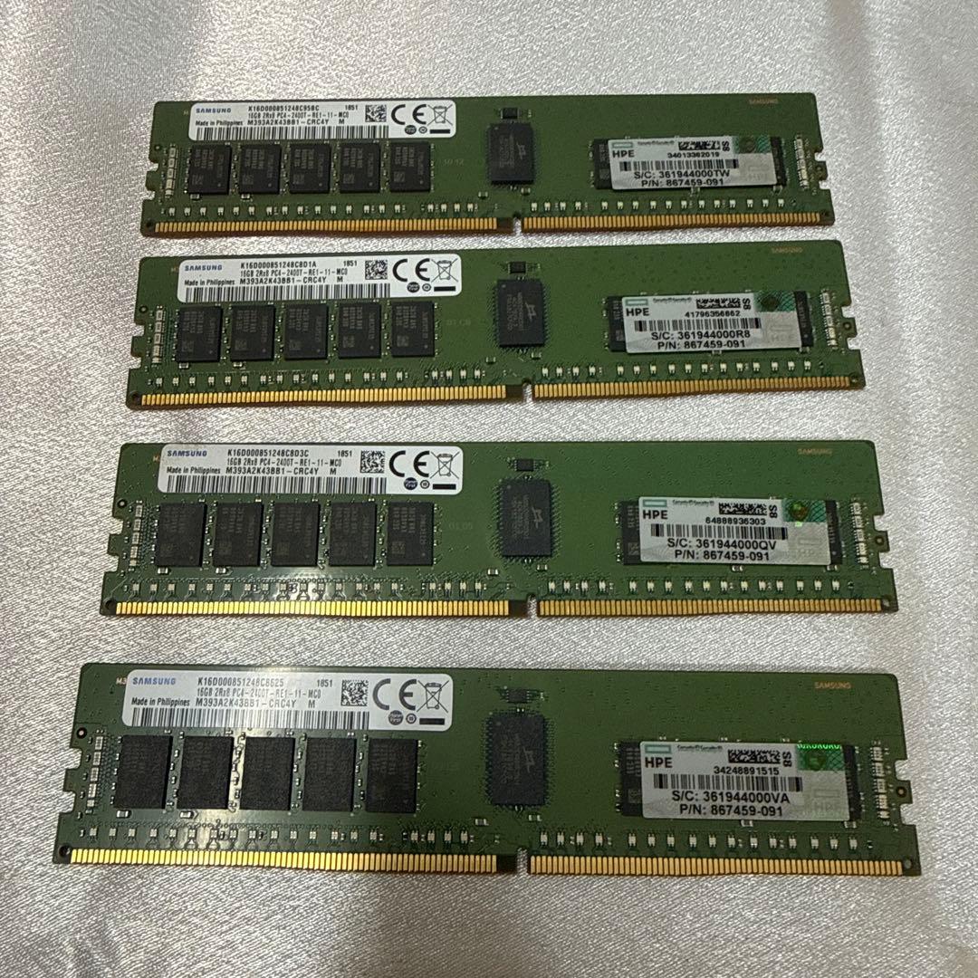 Samsung 16GB DDR4メモリ 2400MHz 4枚セット