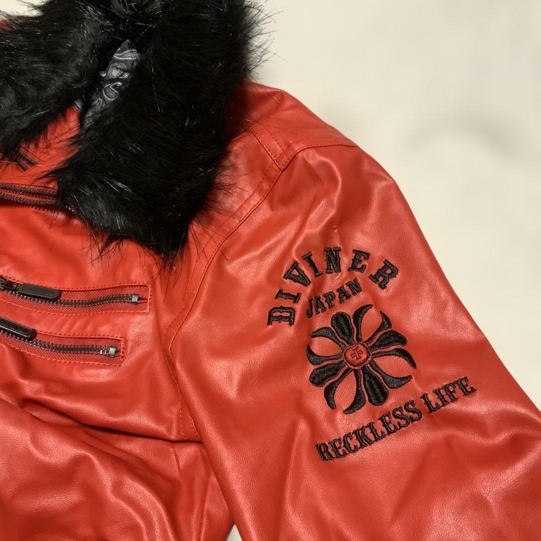 ディバイナー DIVINER フェイクファー付きPUレザーシングルライダース