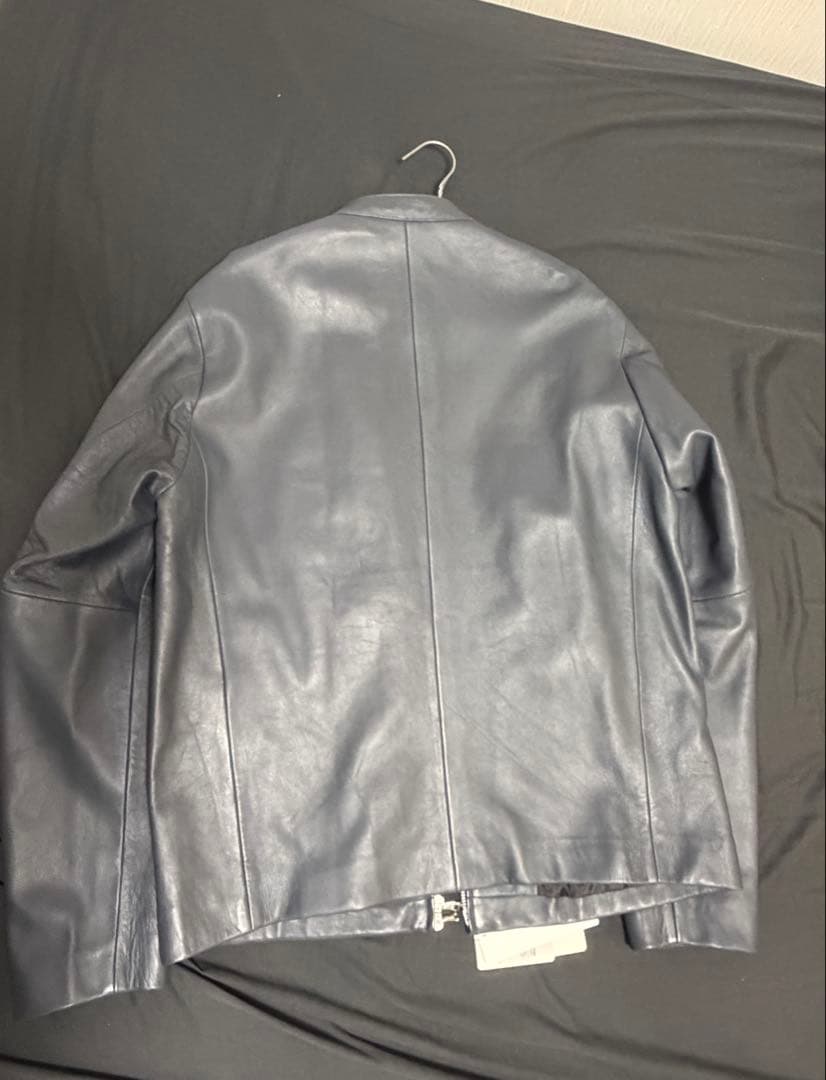 ダークグレー レザー シングルライダースジャケット