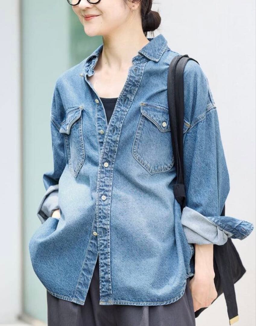 SLOBE IENA LE DENIM BDUデニムシャツ　おしゃれボタン