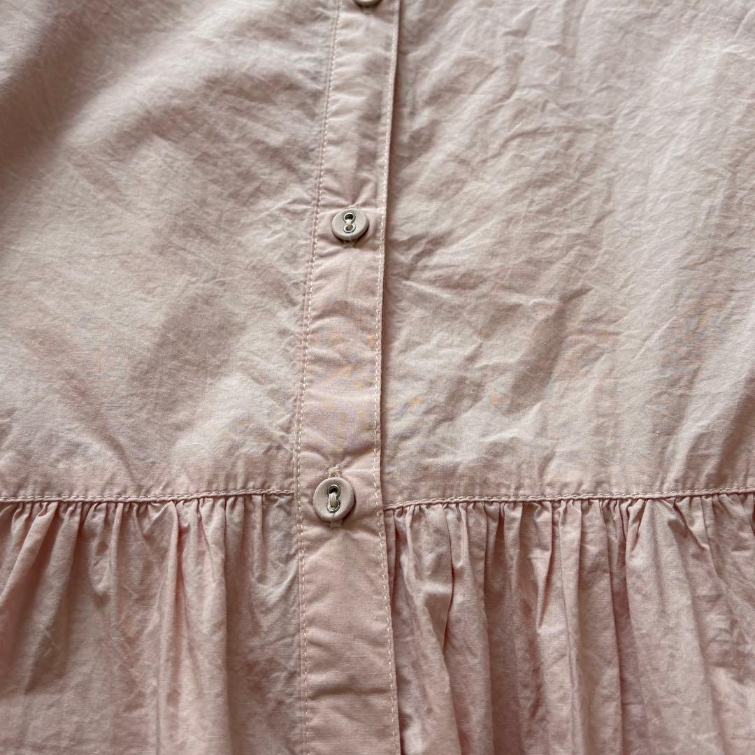 美品☆かぐれ☆コットンギャザー2WAYブラウス ピンク オーバーサイズ ペプラム