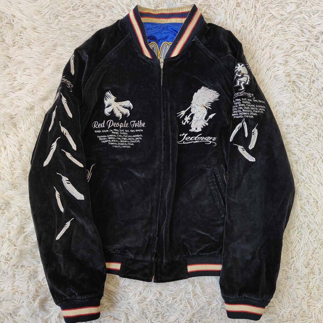 TEDMAN テッドマン リバーシブル スカジャン ベロア サテン 刺繍 Ｌ