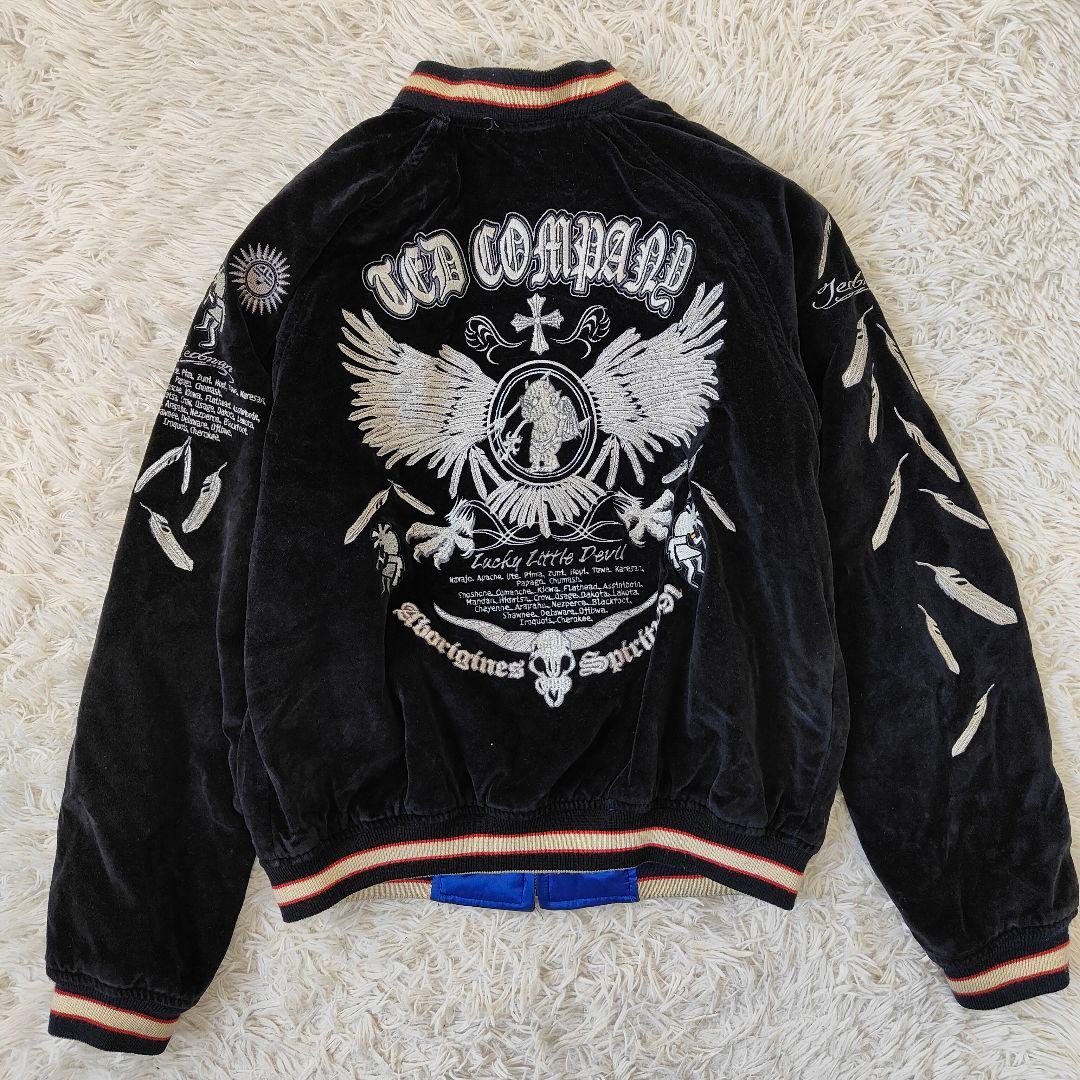 TEDMAN テッドマン リバーシブル スカジャン ベロア サテン 刺繍 Ｌ