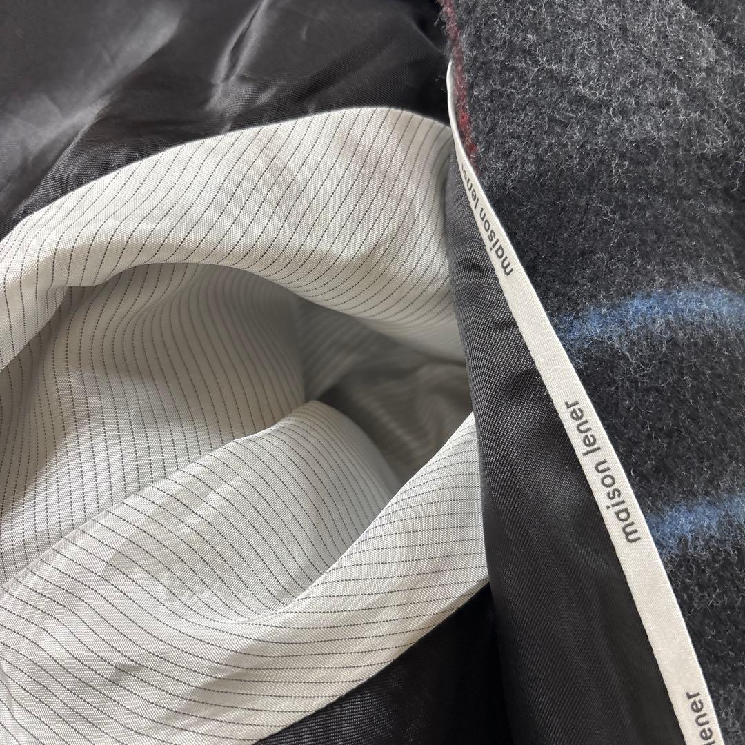 メゾンレネー　チェック　フード　ロングコート