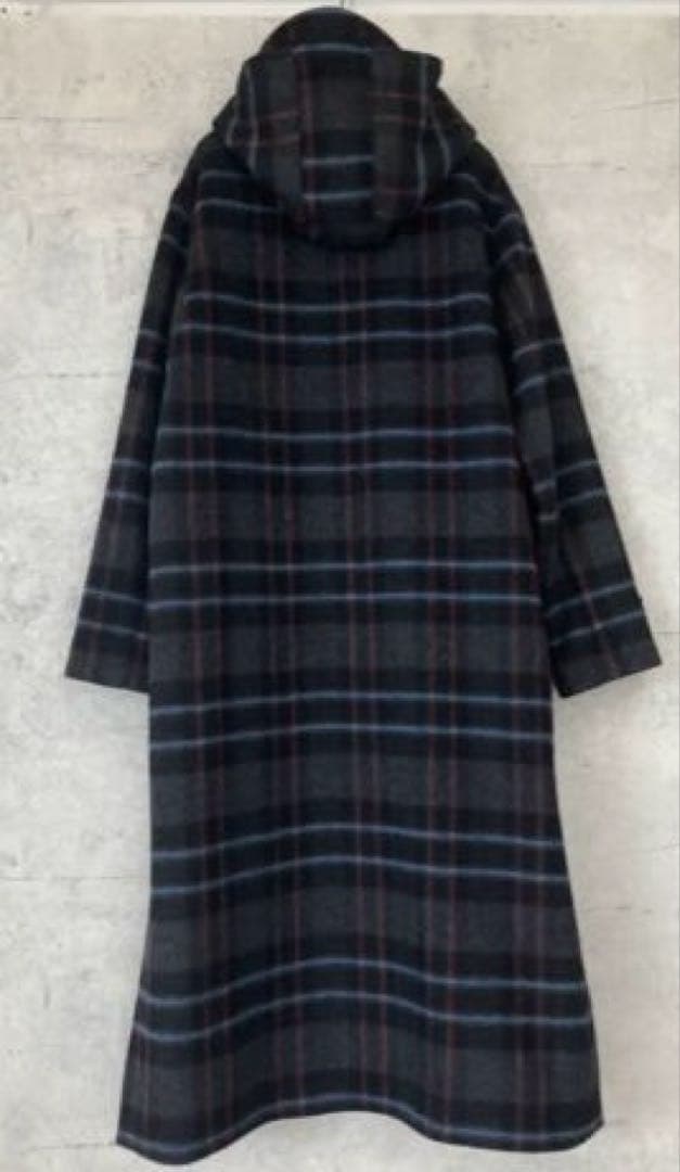 メゾンレネー　チェック　フード　ロングコート