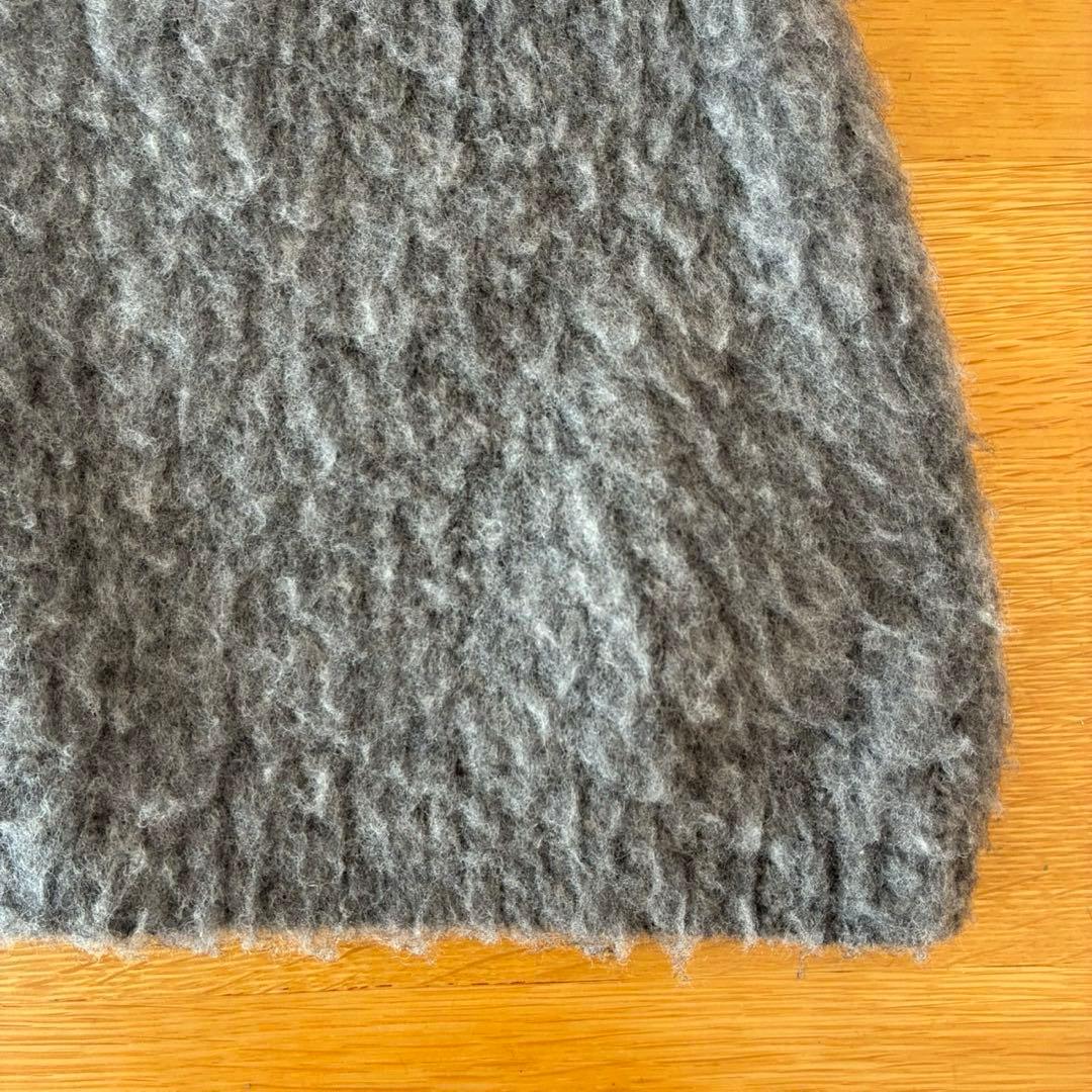 VlasBlommeオフショルダー七分袖グレーリネンウール混ニット