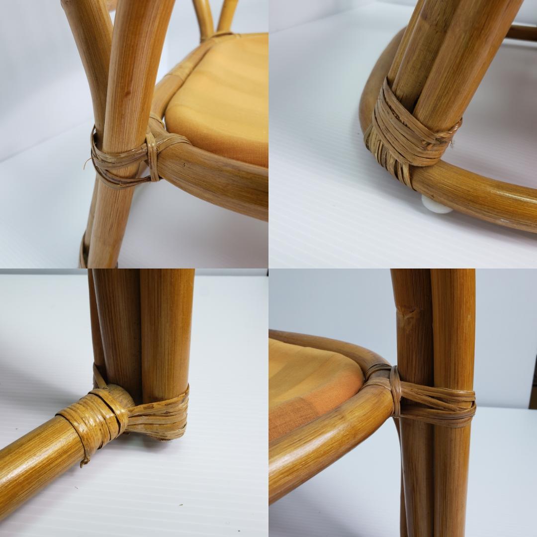 ラタン　座椅子　レトロ　木製ビーズ付き　希少