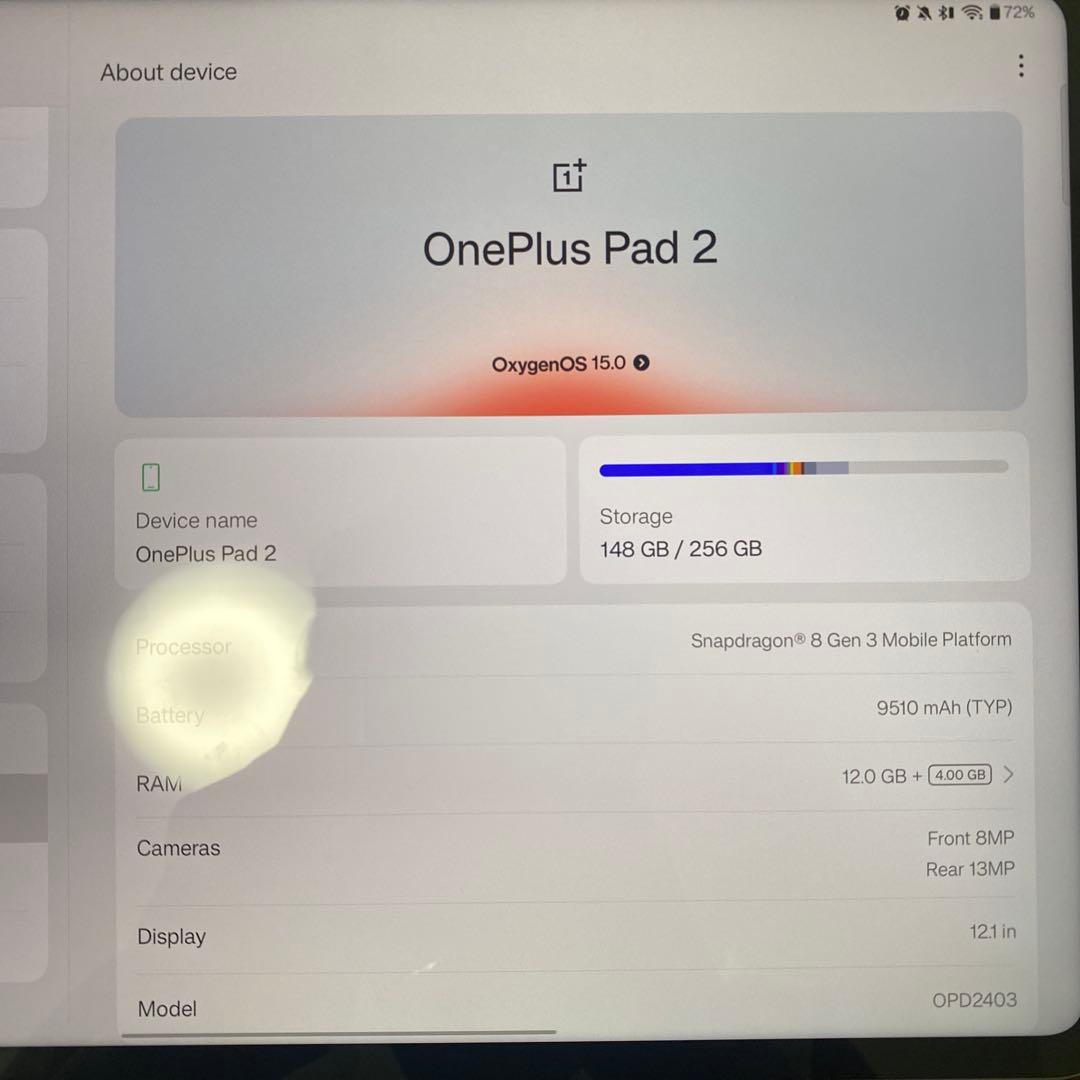 OnePlus Pad 2 グローバル版 Snapdragon 8 Gen 3