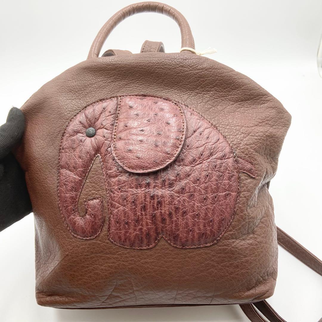 新品未使用　IBIZA イビサ　オーストリッチ　バックパック　レザー　ブラウン