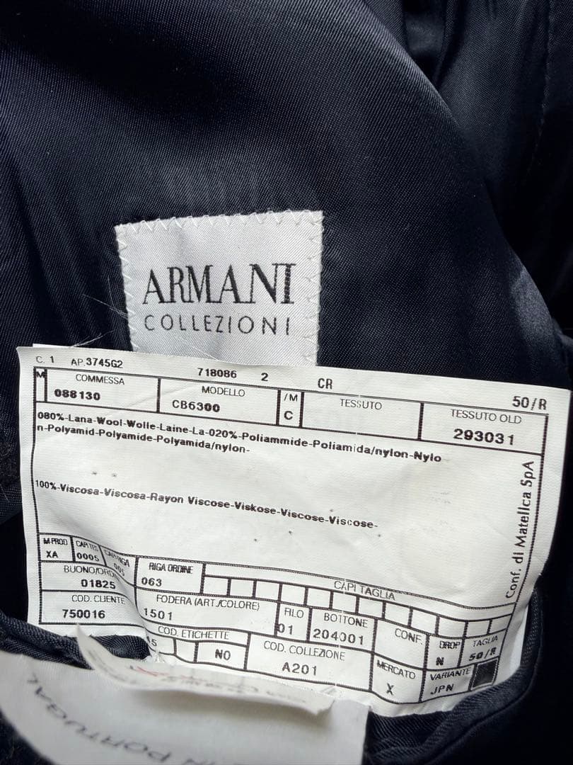 ARMANI collezioniウールロンクダブルコート ダークグレー