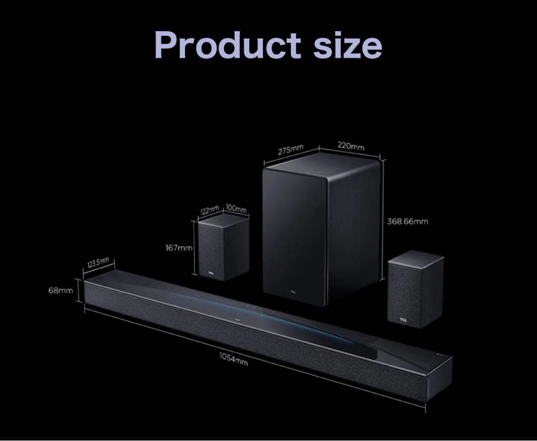 TCL Q85H Pro 7.1.4ch 860W サウンドバー