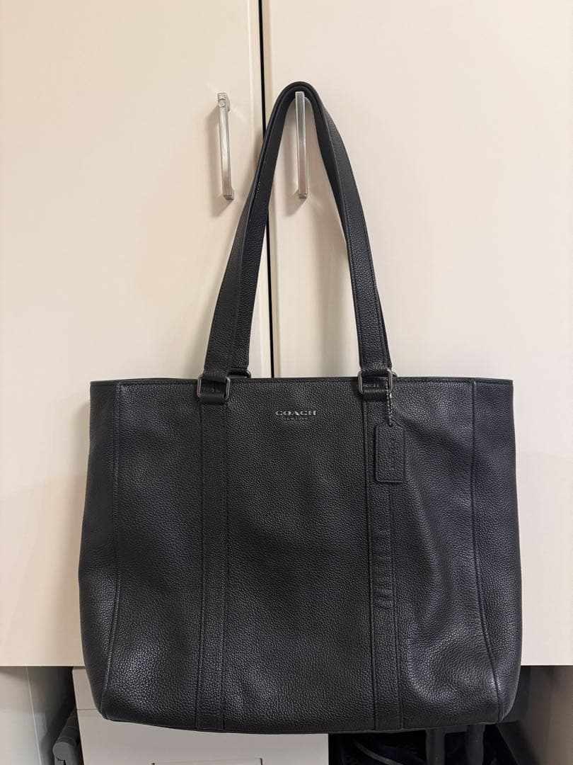 美品★ メンズ COACH レザー ダブル ハンドル トートバッグ ブラック