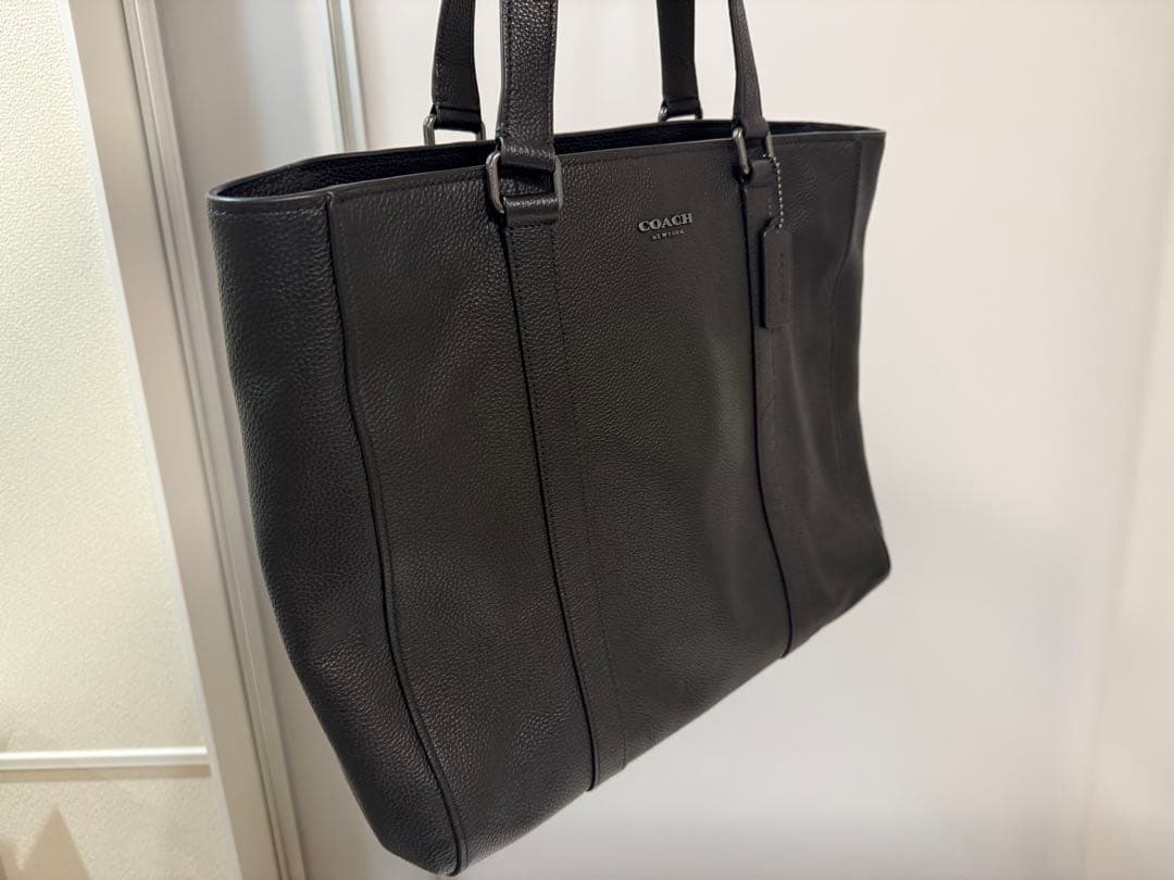 美品★ メンズ COACH レザー ダブル ハンドル トートバッグ ブラック