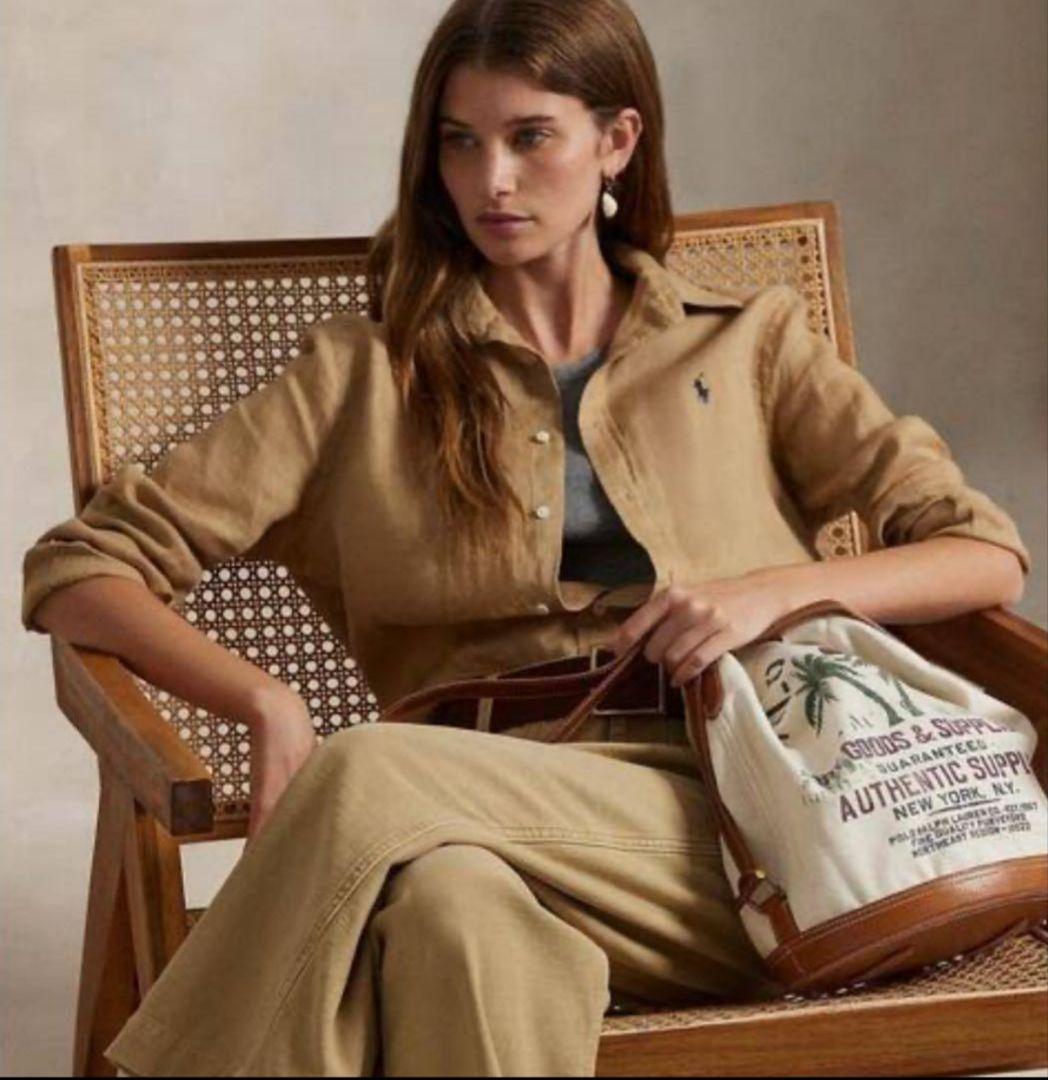 ✨極美品 ポロ ラルフローレン ベージュリネンシャツ SP クラシックフィット