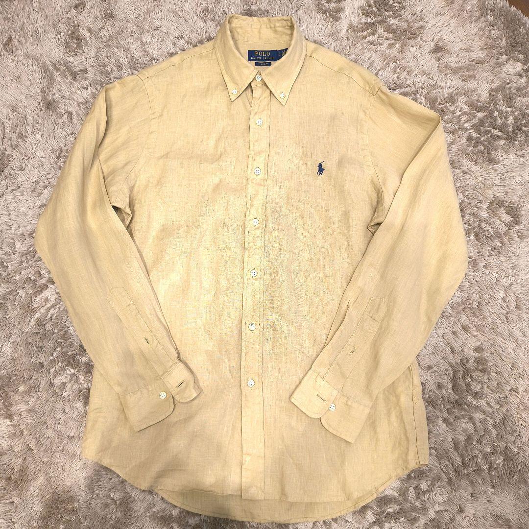 ✨極美品 ポロ ラルフローレン ベージュリネンシャツ SP クラシックフィット
