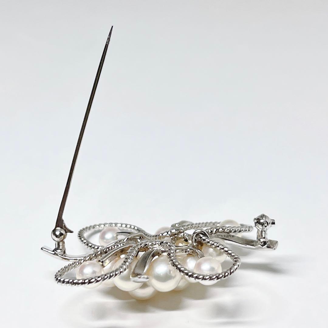 美品✨MIKIMOTOミキモト アコヤパール　ブローチ　15球　フラワー　リボン