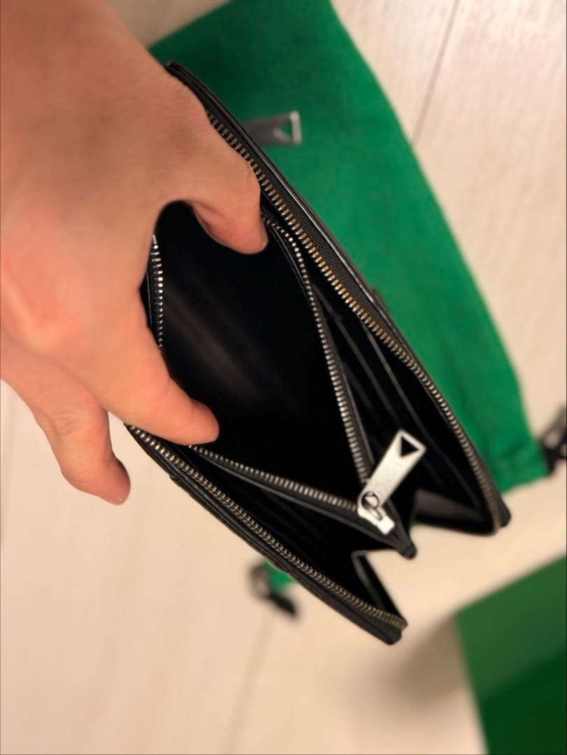 え*る様 【セール】ボッテガヴェネタ カセット ラウンドファスナー 長財布 ブラ