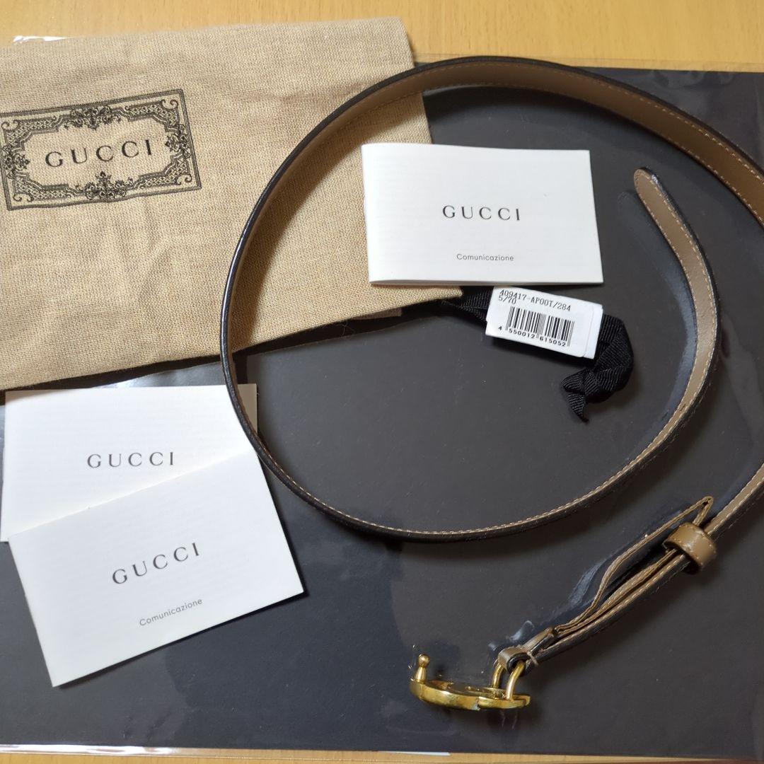 ♥GUCCI GGバックル ベルト ブラウン 保存袋付き（バックル含約80cm）