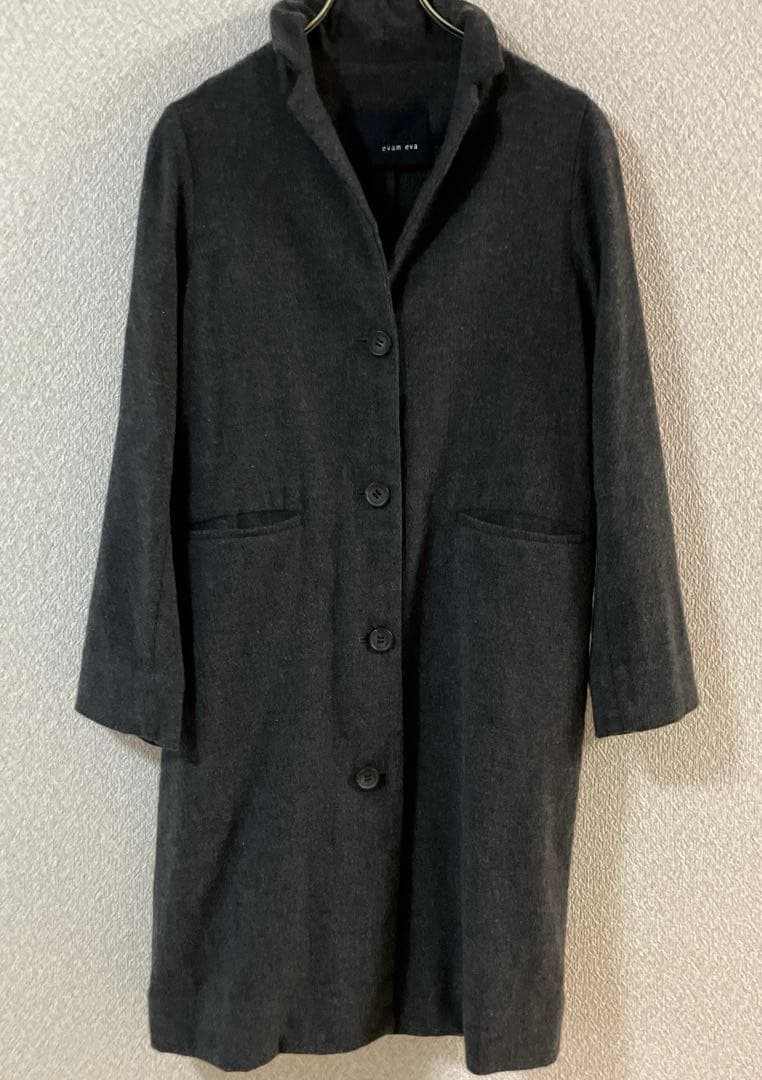 evam eva カシミヤ ヘンプ ロングコート グレー 系　定価約8万円