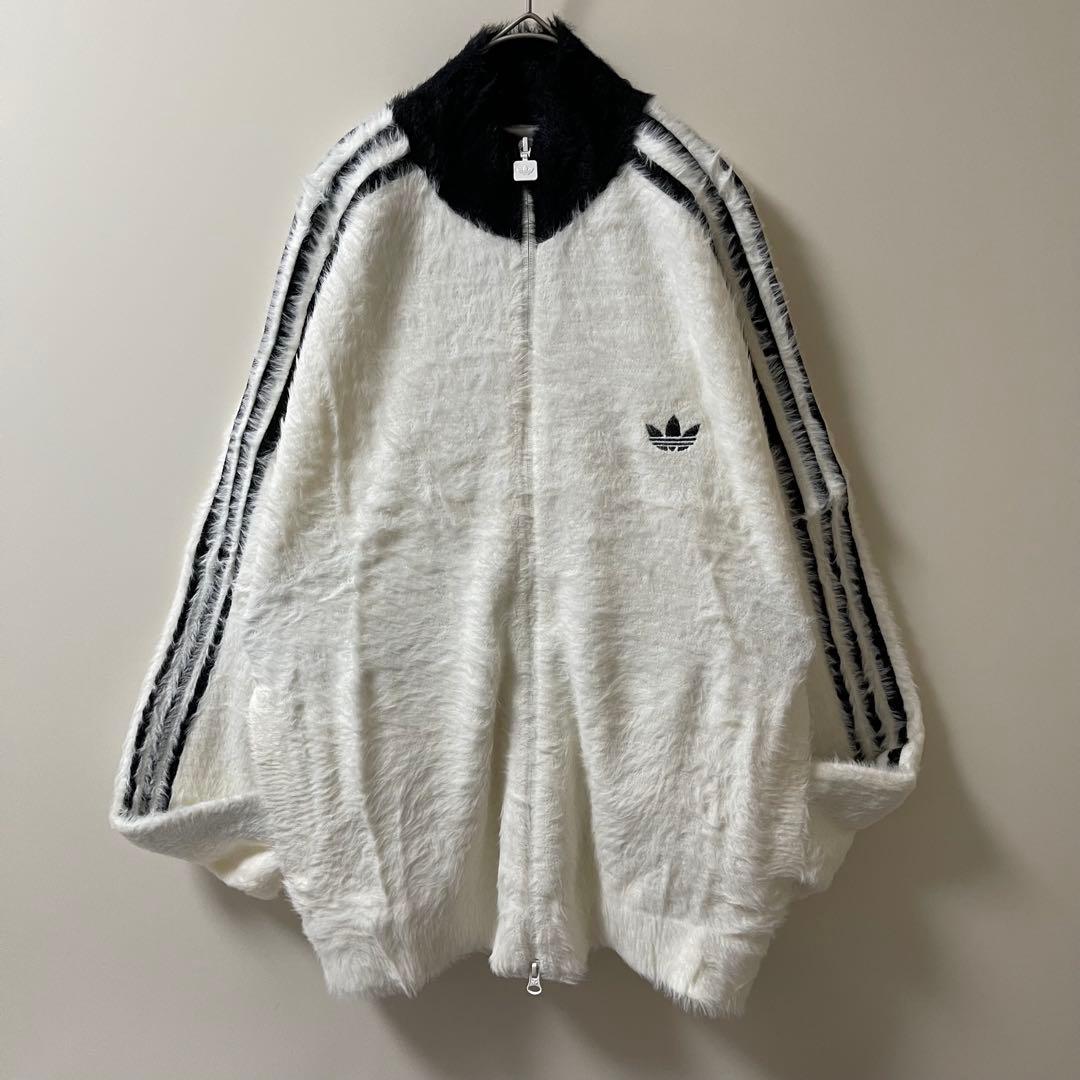 新品2XL】アディダス フェイクモヘヤ クラシック トラックトップ ジャケット白