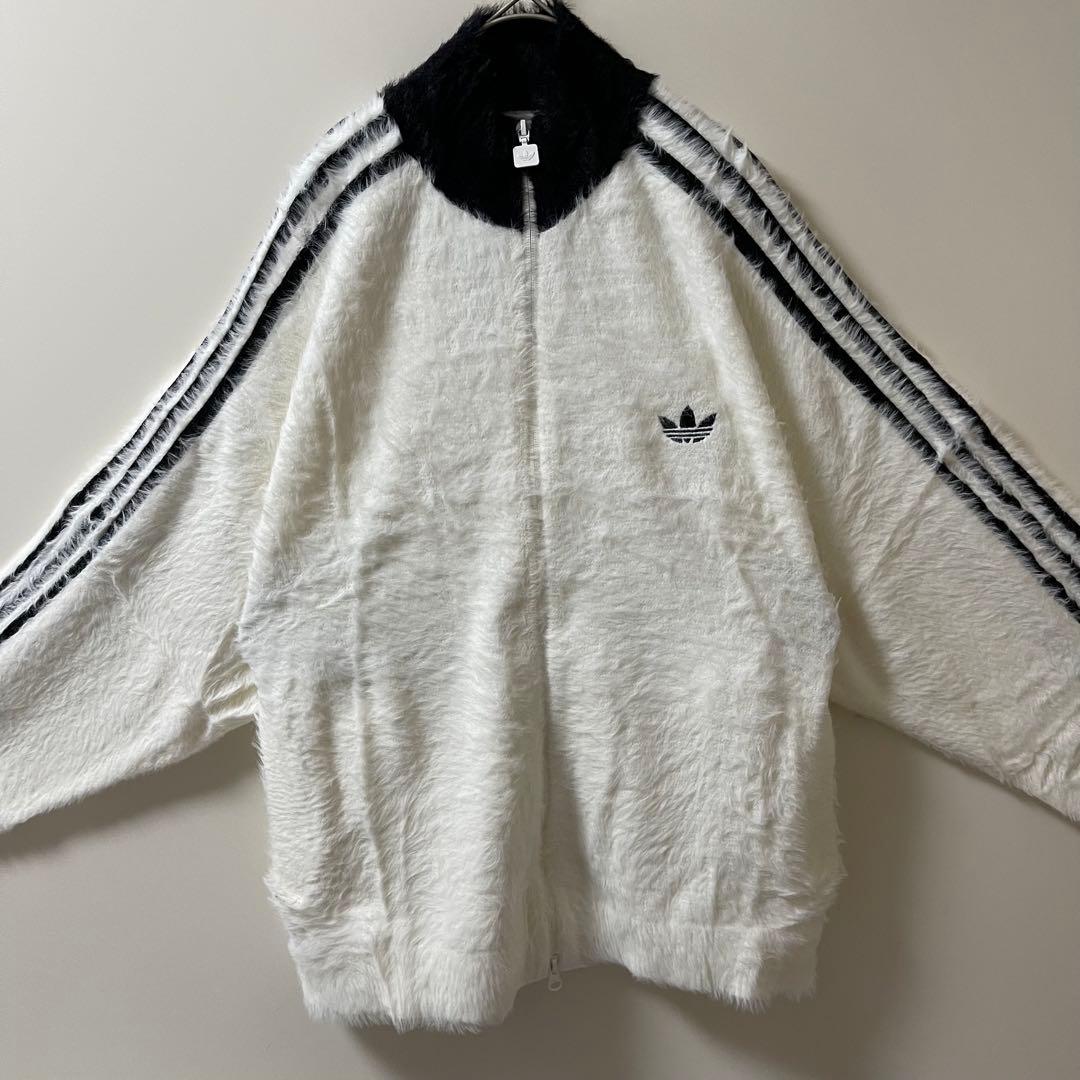 新品2XL】アディダス フェイクモヘヤ クラシック トラックトップ ジャケット白