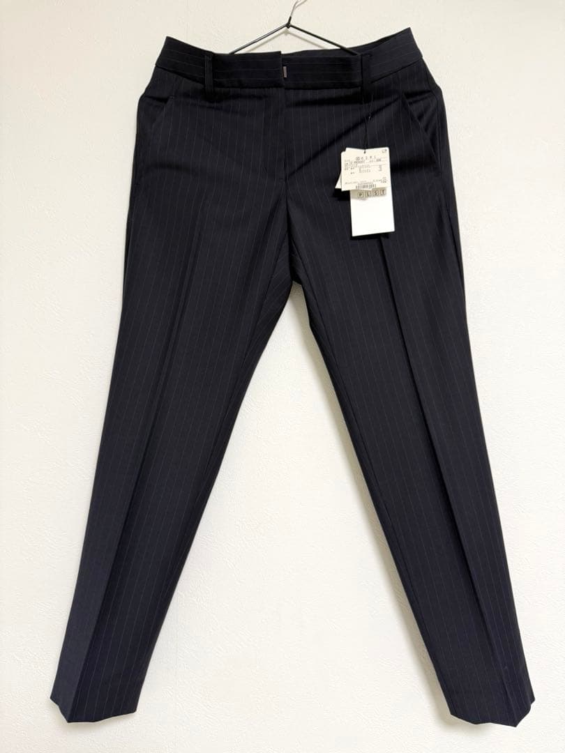 新品✨PLST パンツスーツセット　2WAYストレッチ　ネイビーストライプ