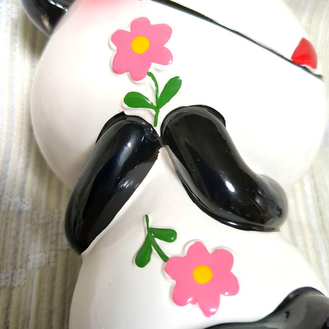 内藤ルネ　パンダ陶器貯金箱　昭和レトロ　お花パンダ