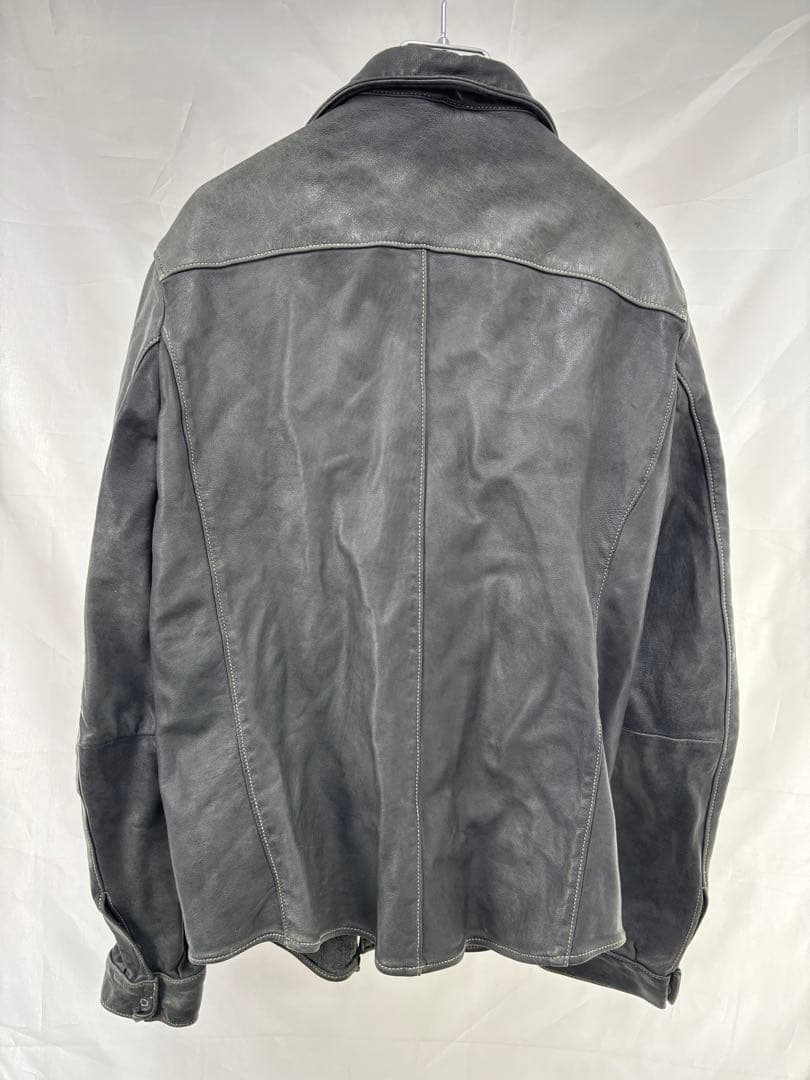 GIORGIO BRATOレザーシャツ ダークグレー サイズ48