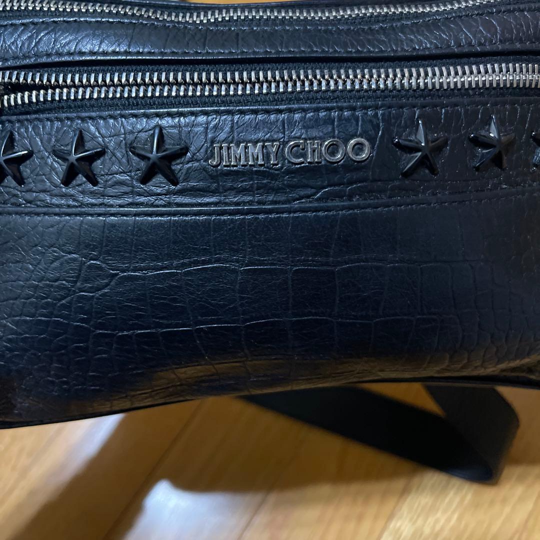 JIMMY CHOO クロコ風　ブラック ボディバッグ