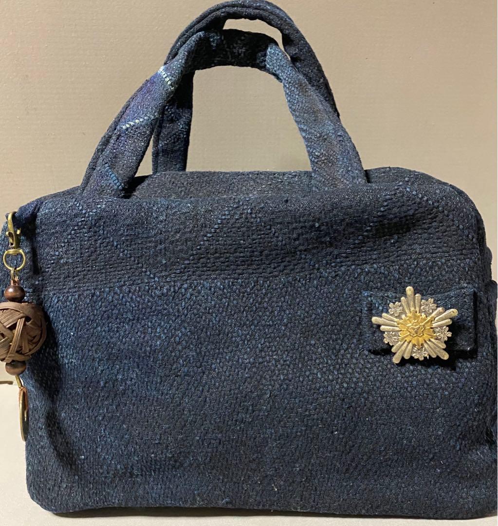 ◆手作り　庄内刺子のボストンバッグ　半纏　古布