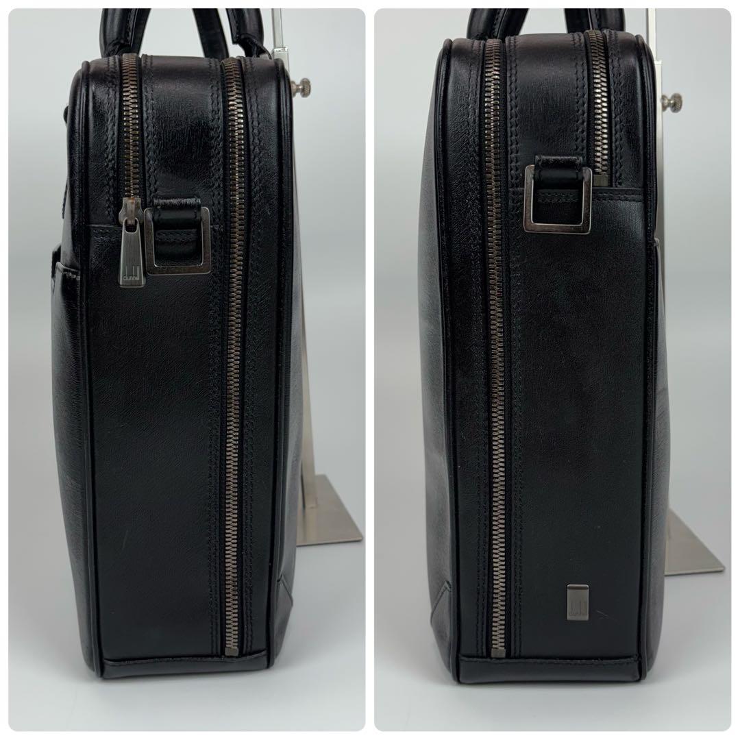 美品✨ダンヒル オールレザー ビジネスバッグ 自立 2層 A4収納 ロゴ 黒